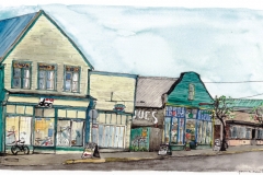 "Cumberland, BC", pen and watercolour