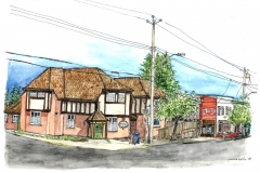 "Cumberland Hotel",  Cumberland, BC, pen and watercolour