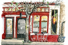 "Darkside Chocolates", Cumberland, BC, pen and watercolour