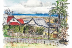 "Royston, BC", pen and watercolour