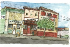 "The Waverley", Cumberland, BC, pen and watercolour