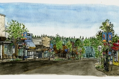 "Courtenay, BC", pen and watercolour