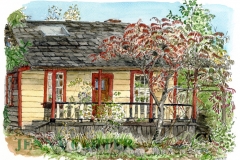 "House on Camp Road", Cumberland, BC, pen and watercolour