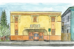 "The Ilo Ilo", Cumberland, BC, pen and watercolour