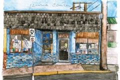 "Second Page Book Store", Courtenay, BC, pen and watercolour