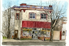 "Village Yarn Shoppe", Cumberland, BC, pen and watercolour