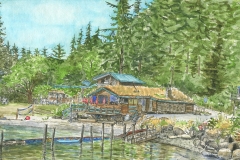 "The Thatch Pub", Hornby Island, pen and watercolour