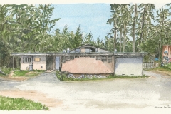 "Joe King Ball Park", Hornby Island, pen and watercolour