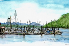"Ford's Cove Marina", Hornby Island, BC, pen and watercolour