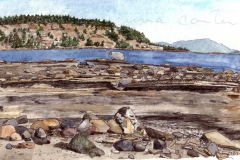 "Helliwell", Hornby Island, pen and watercolour