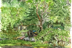 "John West's Boat," Hornby Island, pen and watercolour