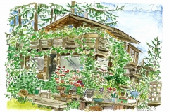 "The Gordon Farmhouse", Hornby Island, pen and watercolour